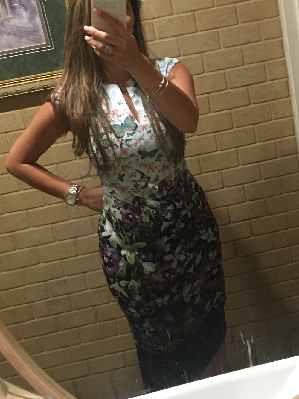Ted Baker White and Purple Floral Midi Dress